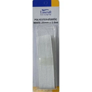 Lincraft Braided Elastic 25mm WHITE 1.5 Metre Pack - Picture 1 of 1