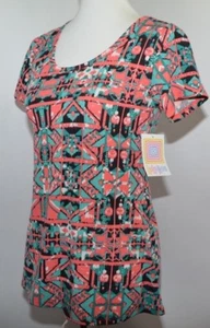 Nueva con etiquetas Camiseta Clásica LuLaRoe Verde Rosa Geométrica Mujer XXS - Imagen 1 de 8