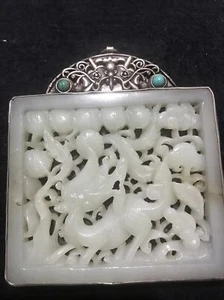 Antique Chinese White Hetian Carved Deer Pendant Large 124g - Picture 1 of 7