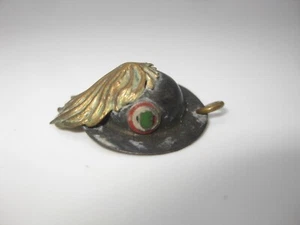 WW1 MINIATUR ITALIENISCHE BERSAGLIERI MÜTZE KAPPE PATRIOTISCH MESSINGHELM SEHR SELTEN - Bild 1 von 4
