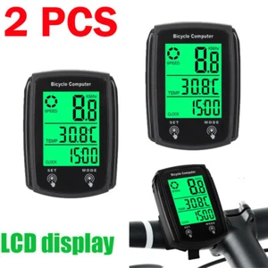 2X Tachimetro Bici Bicicletta Ciclo Contachilometri Digitale Computer Impermeabile LCD Cablato - Foto 1 di 16
