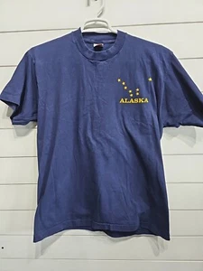 Vintage Homesteader Alaska Einzelnaht Alaska Flagge Nordsterne großer Wagen Herren XL - Bild 1 von 5