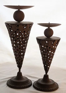 Two Beautiful Metal Designer Candle Holders - Picture 1 of 3