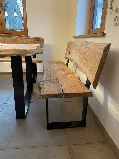 Bankgestell mit Lehne Rohstahl Sitzbank Kufengestell Tischkufen - Bild 1 von 2