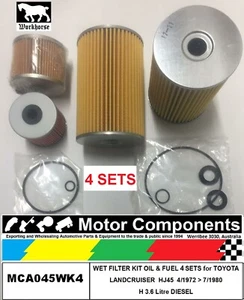 WET FILTER KIT OIL & FUEL for TOYOTA LANDCRUISER  HJ45  4/1972 > 7/1980 H 3.6 Li - Picture 1 of 2