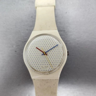 Relógio Swatch Ping Pong Masculino 34mm Mostrador Branco Tom Branco Redondo GW105 Nova Bateria - Imagem 1 de 4