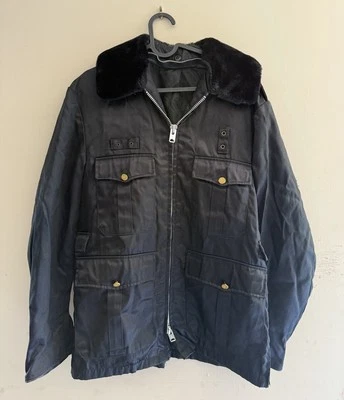Abrigo de Colección Azul Policía Estatal Bombardero Chaqueta Cuello de Piel Resistente a la Intemperie 40R Foto 1 de 4