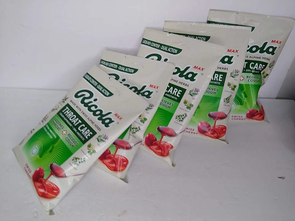 Ricola Max Swiss Cherry Throat Care Large Bag | Cough Suppressant Drops | Dual A