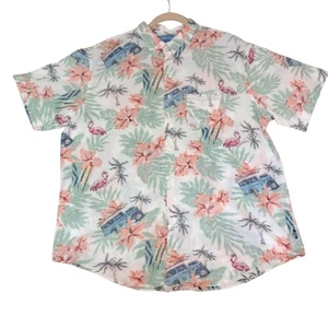 Izod Saltwater Hawaiian Button-Up Shirt Tropical Floral Surf 3XLT Big Tall Aloha - Picture 1 of 7