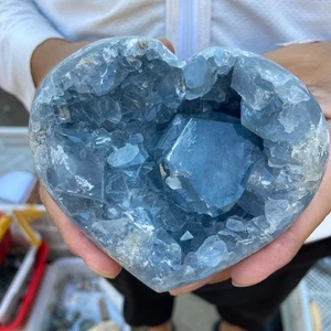 2.4LB Natural Blue Celestite Crystal Geode Quartz Cluster Mineral Specimen - Picture 1 of 10