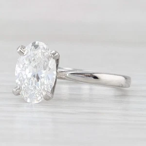 2.04ct Lab Grown Oval Solitaire Engagement Ring Platinum Size 5 IGI VVS2 F - Picture 1 of 10
