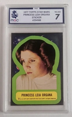1977 TOPPS STAR WARS PRINCESS LEIA ORGANA STICKER #2 MGC GRADED 7 ROOKIE - Image 1 of 4
