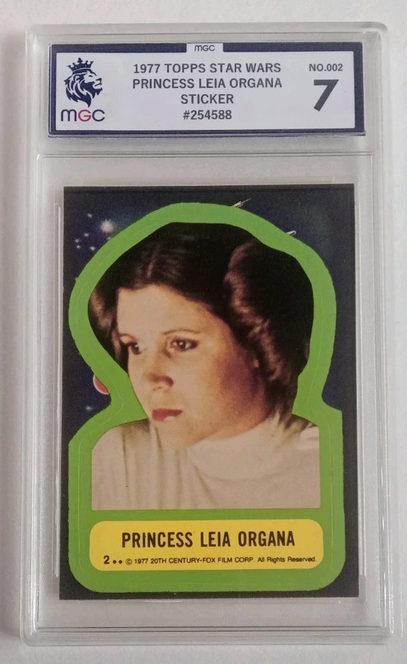 1977 TOPPS STAR WARS PRINCESS LEIA ORGANA STICKER #2 MGC GRADED 7 ROOKIE - Image 1 of 4
