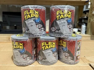 (LOT OF 5 Rolls) Flex Tape 4”x5’ Gray, Thick Flexible Rubberized Waterproof Tape - Picture 1 of 1