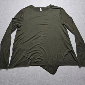 Lululemon Sweetest Day Lagenlook Burn Out Asymmetrisch Langarm T-Shirt 4 Oliv - Bild 1 von 9