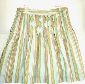 Talbots Petites Perlen Plissee gestreift Baumwolle Midirock Gr 12 - Bild 1 von 6