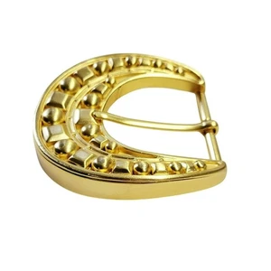 90s Chunky Gold Buckle Horseshoe Pattern Anne Klein for Oroton - Picture 1 of 14