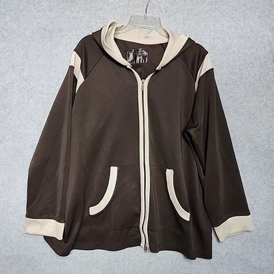 Sudadera con capucha vintage Armani Exchange marrón beige cremallera frontal completa manga raglán 22/24 Foto 1 de 4