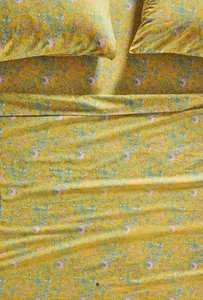 Juego de sábanas anthropologie algodón orgánico percal king amarillo floral boho - Imagen 1 de 3