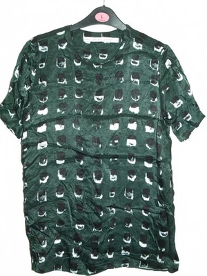 & Other Stories Women's Short Sleeve T-Shirt Size 8 Green Abstract Print - Image 1 of 4