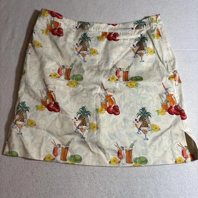 Tommy Bahama Falda Mujer 14 Bebidas Tropicales Estampado Fruta Seda Verano Playa Casua Foto 1 de 4