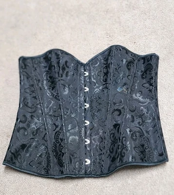 Women’s Bustier Corset Large Black Goth Metal Buckle Glamour Lace Up Boned - Image 1 of 4