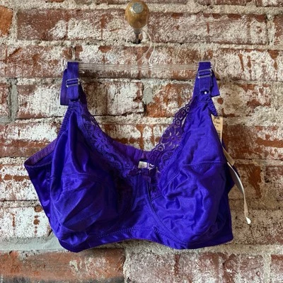 Sujetador vintage adorable 40D azul violeta brillante satinado sedoso nailon Sissy sujetador vintage Foto 1 de 4