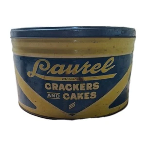 Laurel Crackers And Cakes Biscuit Co. Vintage Tin Advertising Can Dayton Ohio - Picture 1 of 10