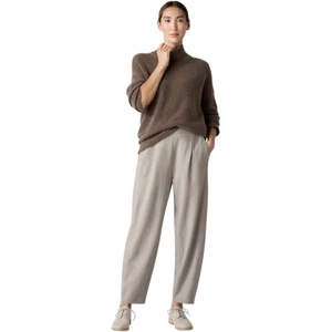Eileen Fisher Pantalone Lanterna in Feltro di Lana Bollita Jersey in Lana Rigenerativa - PM - Foto 1 di 8