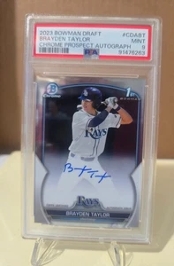 2023 Bowman Draft BRAYDEN TAYLOR *CHROME 1st PROSPECT AUTO* Rays graded PSA 9 - Picture 1 of 2