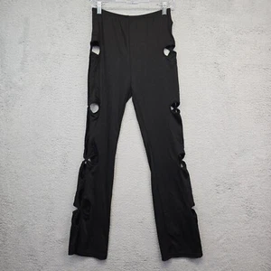 Dolls Kill Club Exx Star Child Cut Out Pants Women’s M Black Stretchy Leggings - Picture 1 of 13