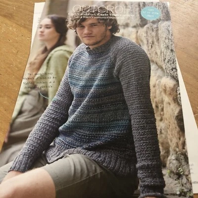 Carlo Volpi Mens Jumper Knitting Pattern, Rowan DK, Textured Sweater XS - 2XL - Image 1 of 4