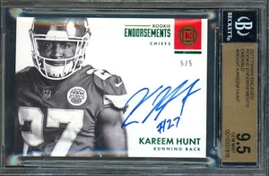 #5/5 BGS 9.5 10 Autógrafos Rc Esmeralda Kareem Hunt Automático 2017 Encastrado Novato Firmado - Imagen 1 de 10