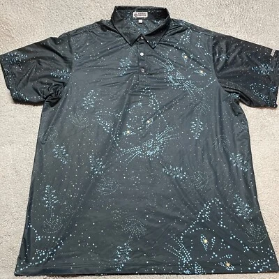 Raised By Coyotes Shirt Mens 2XL Polo Blue Golf Performance Galaxy Print Stretch - Image 1 of 4