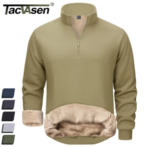 Herren 1/4 Zip Sweatshirt Sherpa gefüttert Fleecepullover schwerer Winterpullover - Bild 1 von 69