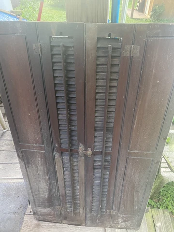 Vintage Inside Wooden Window Shutters Cover