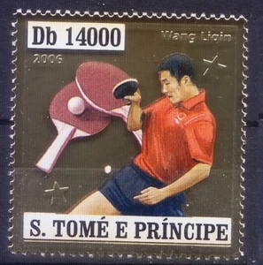 Sao Tome 2006 MNH Odd Gold colour Foil, Wang Ligin Table Tennis Sports, Embossed - Picture 1 of 1