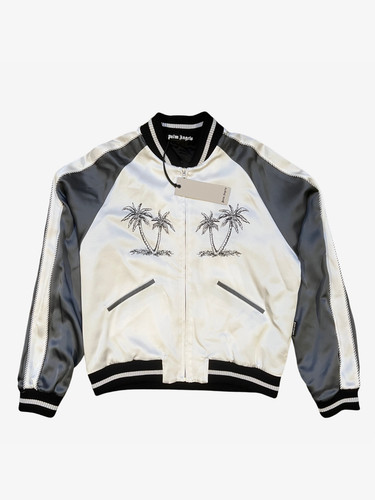 Giacca Palm Angels argento seta palma varsity taglia M