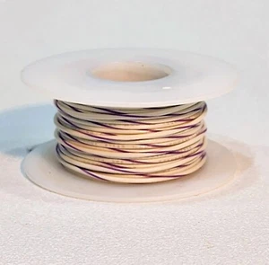 22 AWG UL1007 UL1569 Cable de conexión carrete de 50 pies BLANCO con RAYA VIOLETA ~ ¡NUEVO! - Imagen 1 de 1
