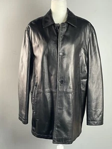 Supple Lambskin LA SIBERIA PELLETERIA Leather Top Coat Car Coat Jacket * LARGE - Picture 1 of 6