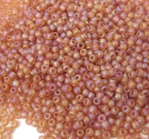 11/0 Japanese TOHO Round Seed Beads Transparent Rainbow-Frosted Dark Topaz 10g - Picture 1 of 2
