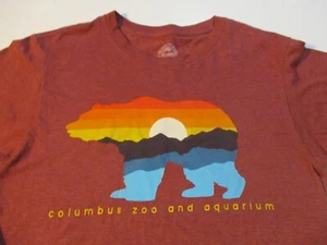 COLUMBUS ZOO AND AQUARIUM BEAR WITH SUNRISE SUNSET COLORFUL T-SHIRT XL OHIO - Picture 1 of 6