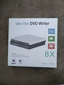 NEW Ultra Thin DVD Writer -External USB 3.0 DVDRW - Picture 1 of 5
