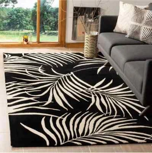 |7x9,7x10  |Hand Tufted Black beige Modern Rug |Hand Made 100% Fine Wool Rug | - Picture 1 of 4