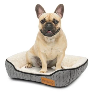 PETLICITY Calming Pet Bed Dog Cat Comfy Warm Soft Plush Puppy Kennel Weave UK - Picture 1 of 8
