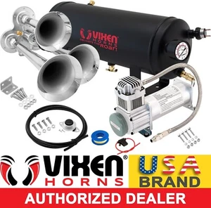 TRAIN HORN KIT FOR TRUCK/CAR/PICKUP LOUD SYSTEM /1.5G AIR TANK/200PSI/3 TRUMPETS - Foto 1 di 11