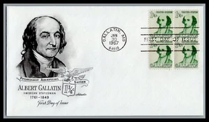 US FDC # 1279 1 1/4c Gallatin block Artmaster 1967, 9L496 - Picture 1 of 1