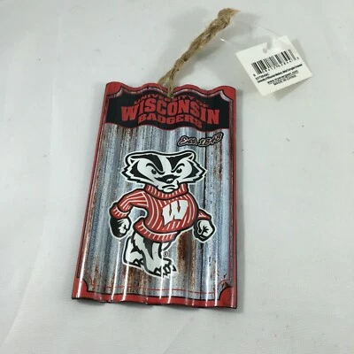 Wisconsin Badgers Corrugated Metal Ornament NCAA Team Sports America - Image 1 of 3