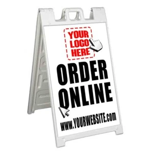 CUSTOM LOGO ORDER ONLINE Signicade 24x36 Aframe Sidewalk Sign Banner Decal - Picture 1 of 9