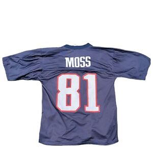 Randy Moss New England Patriots Football Jersey Adult Medium Blue NFL Men's Logo